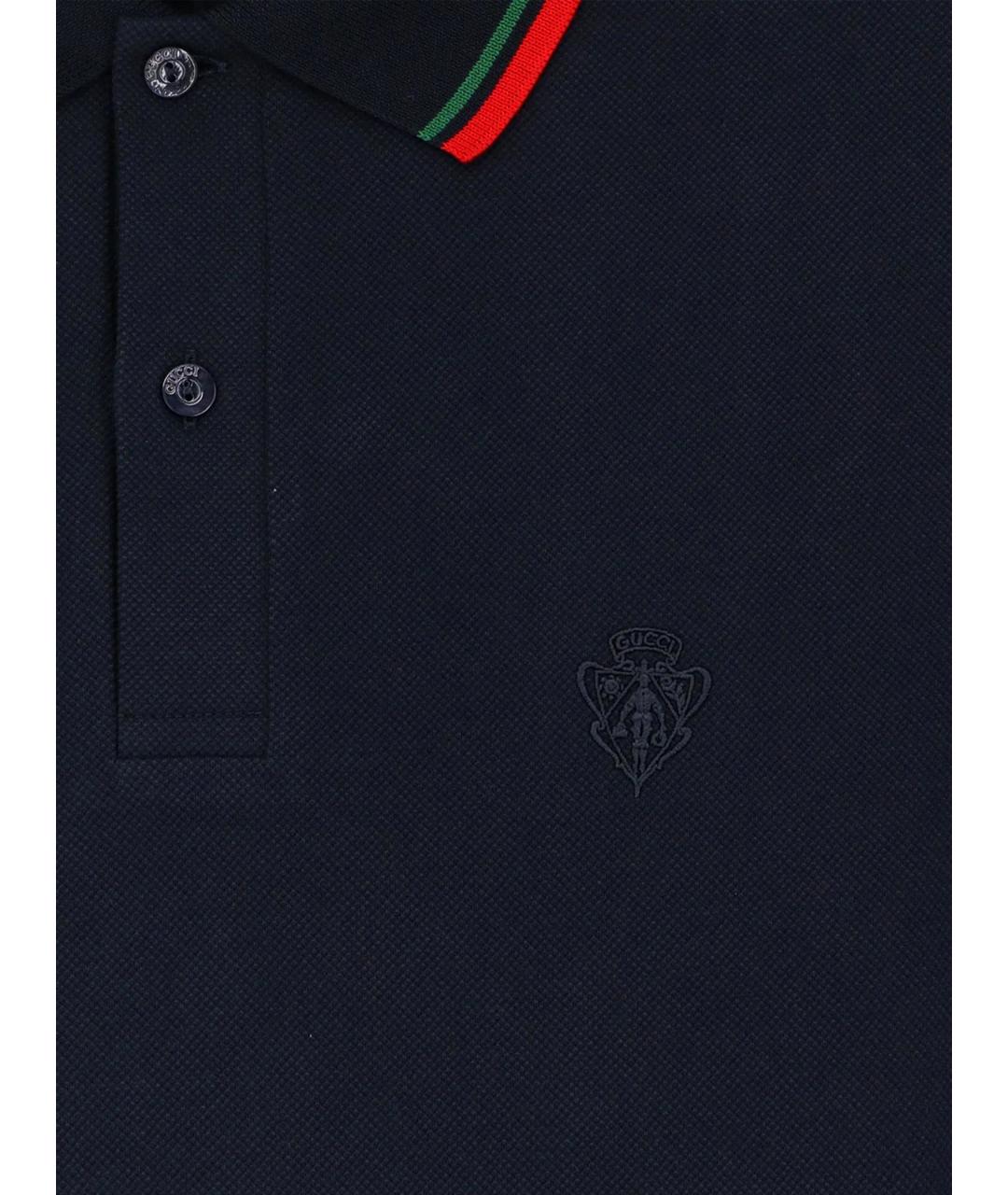 GUCCI Синее хлопковое поло с коротким рукавом, фото 4
