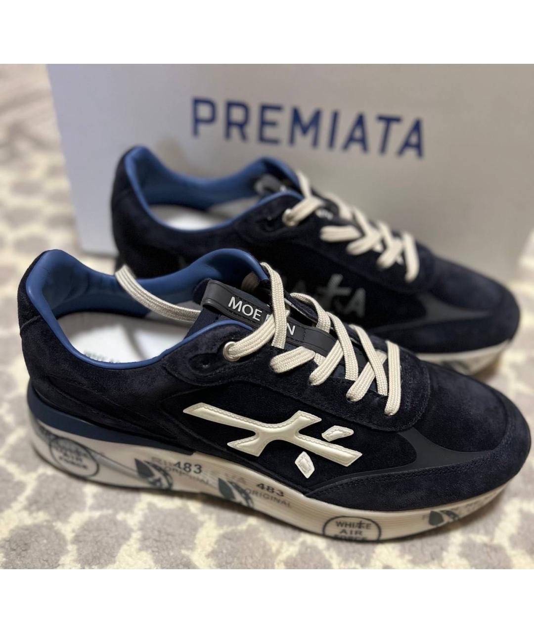 PREMIATA Темно-синие замшевые низкие кроссовки / кеды, фото 2