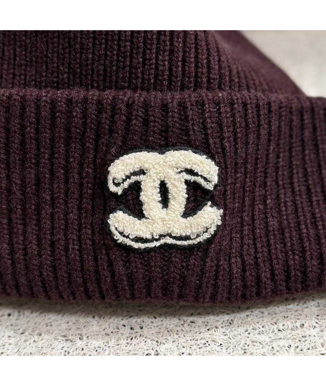 CHANEL Бордовая кашемировая шапка, фото 3