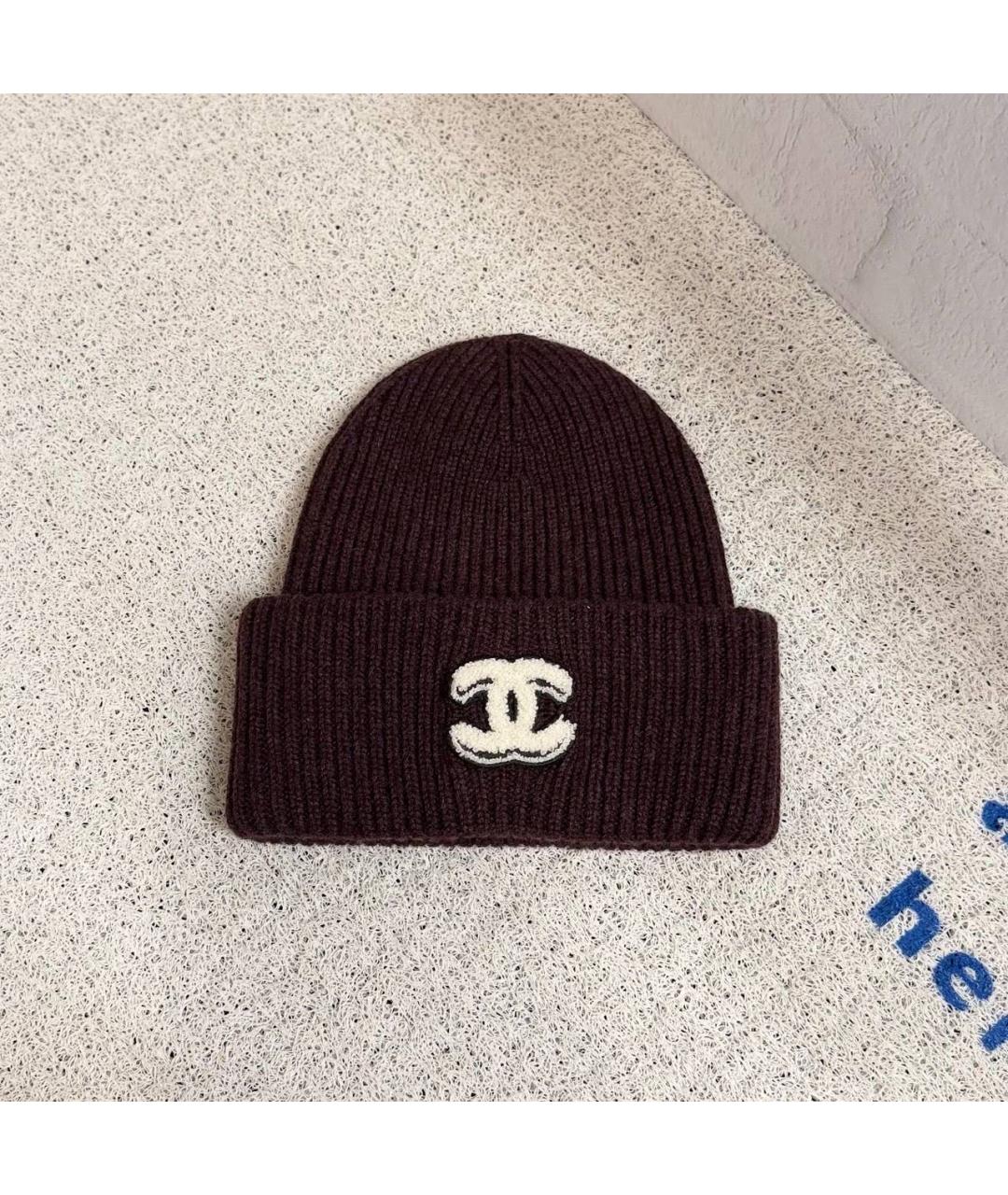 CHANEL Бордовая кашемировая шапка, фото 5
