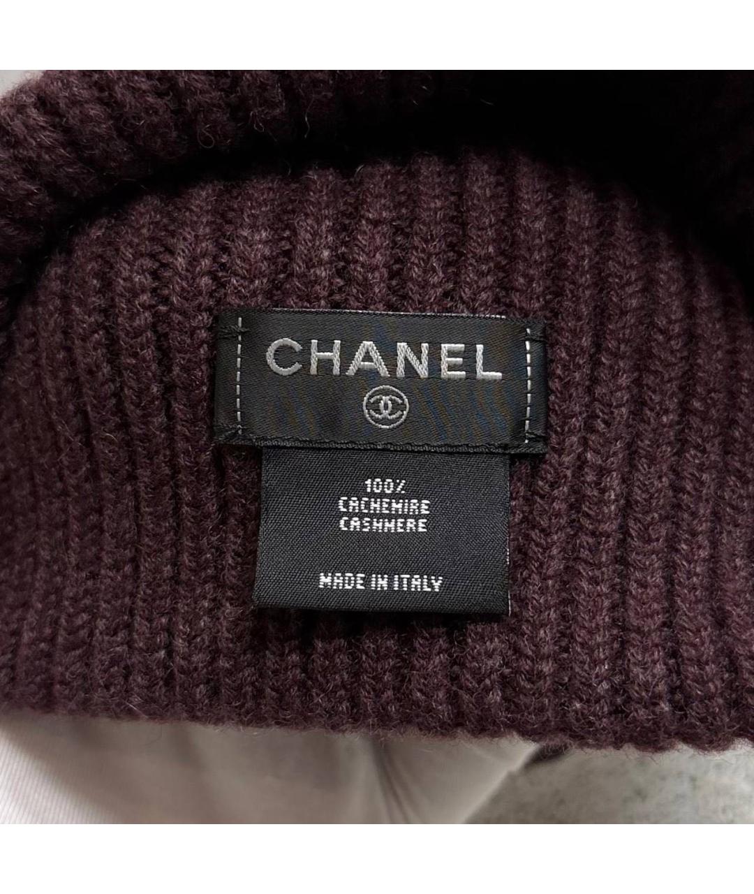 CHANEL Бордовая кашемировая шапка, фото 4