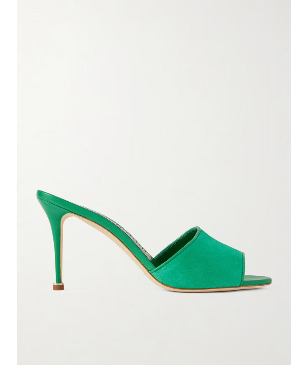 MANOLO BLAHNIK Зеленые замшевые мюли, фото 6