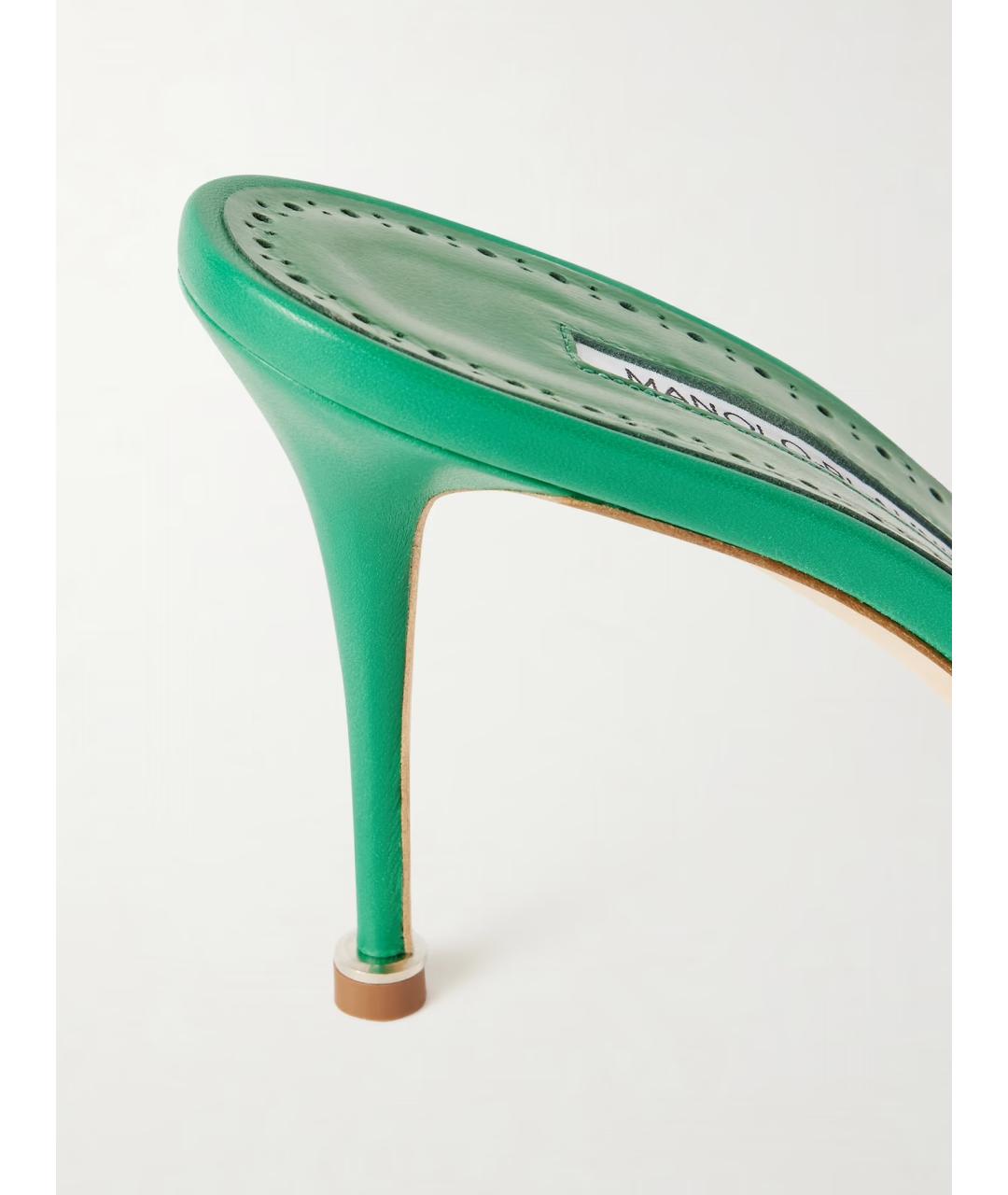 MANOLO BLAHNIK Зеленые замшевые мюли, фото 5