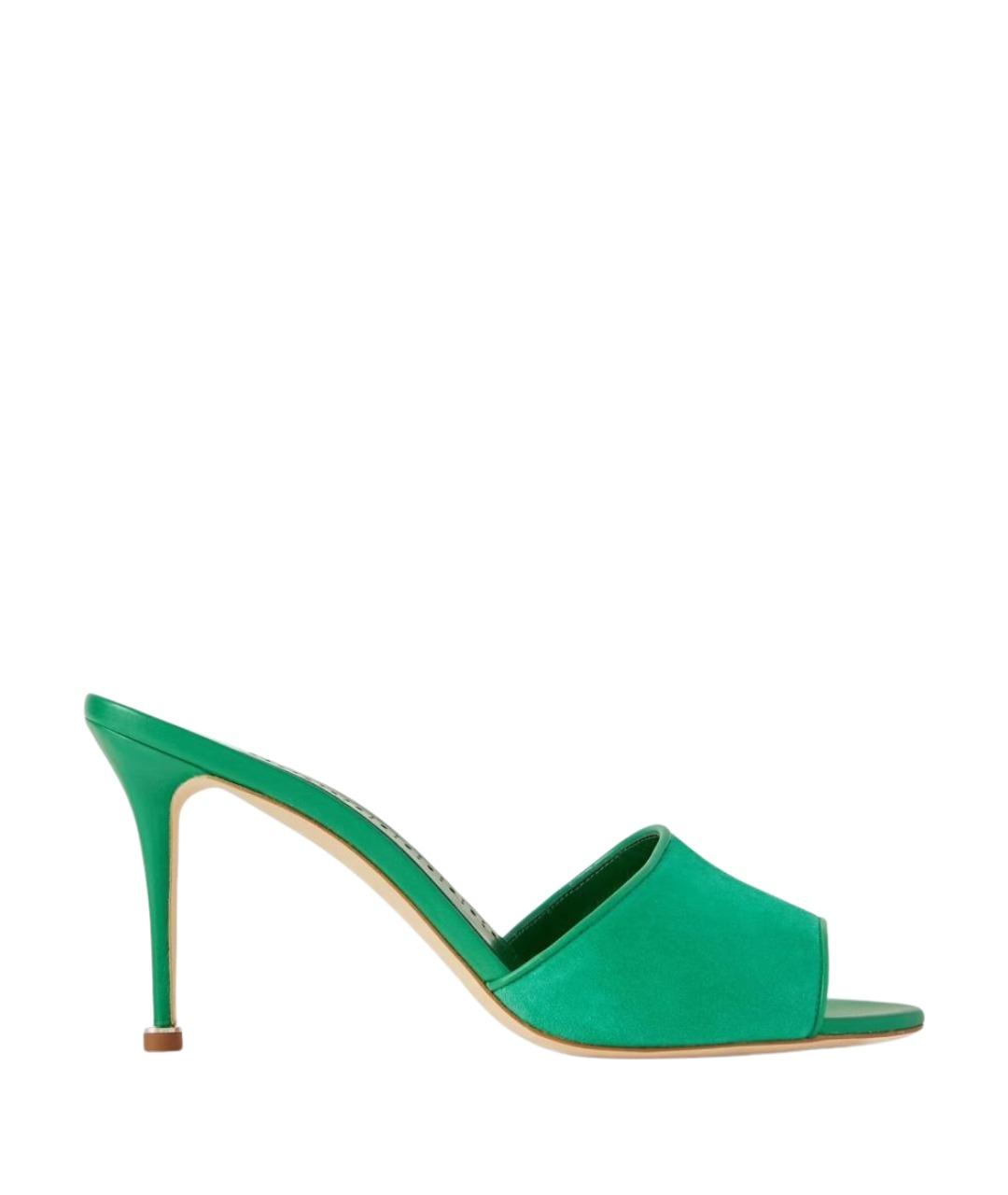 MANOLO BLAHNIK Зеленые замшевые мюли, фото 1