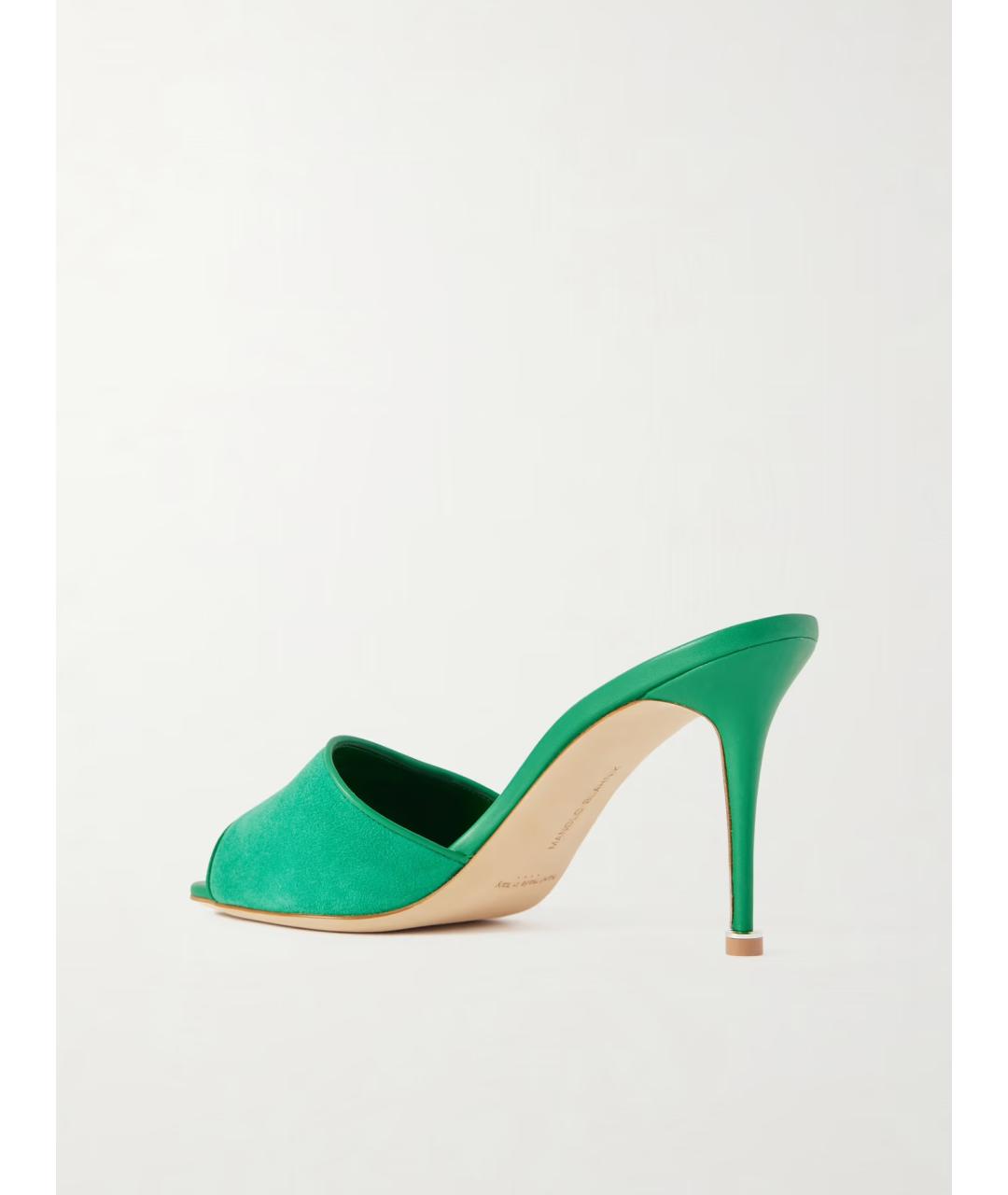 MANOLO BLAHNIK Зеленые замшевые мюли, фото 4
