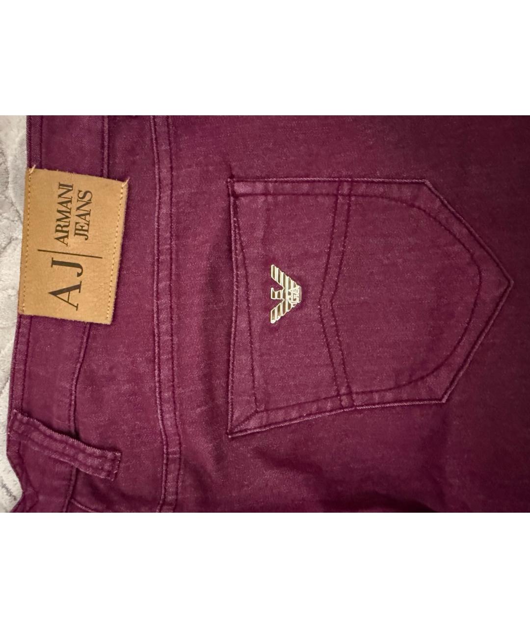 ARMANI JEANS Бордовые хлопко-полиэстеровые джинсы слим, фото 4