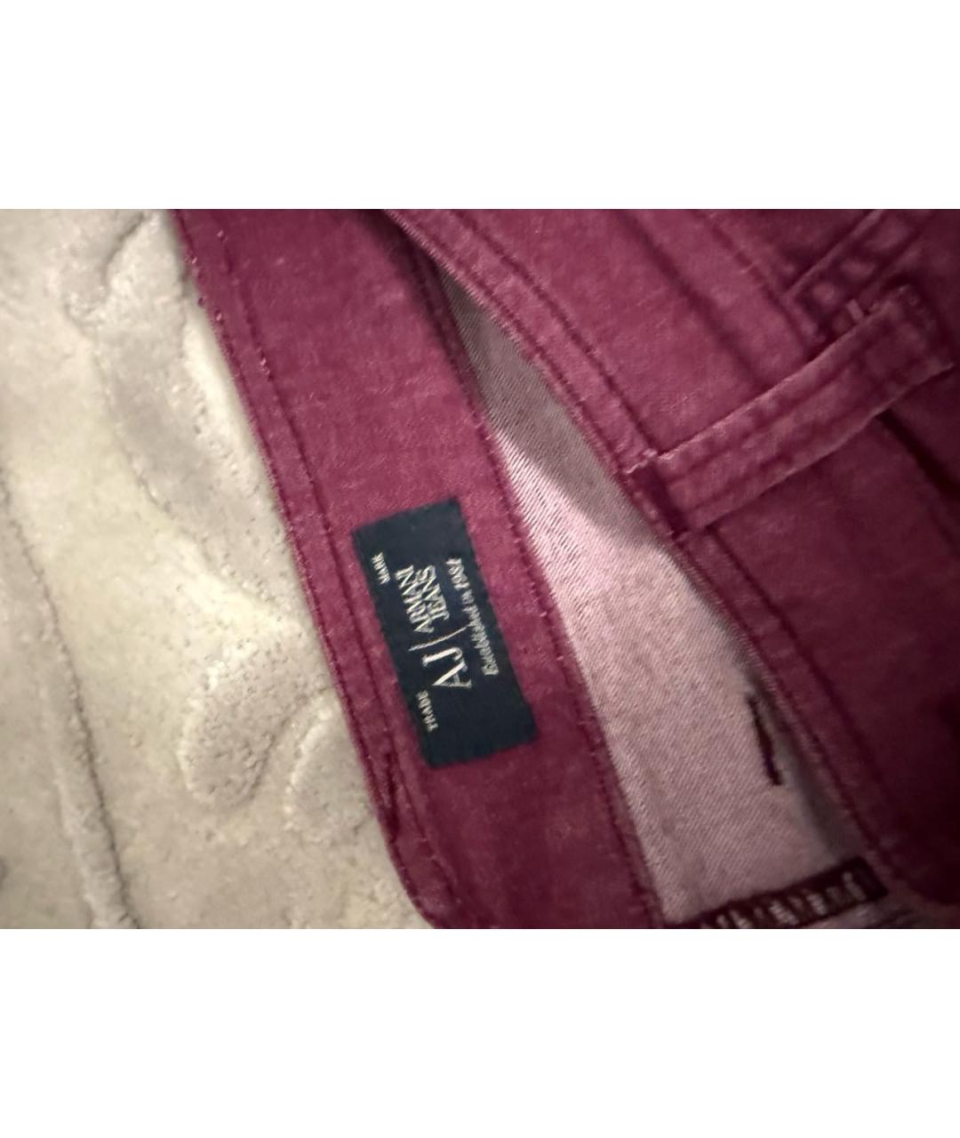 ARMANI JEANS Бордовые хлопко-полиэстеровые джинсы слим, фото 3