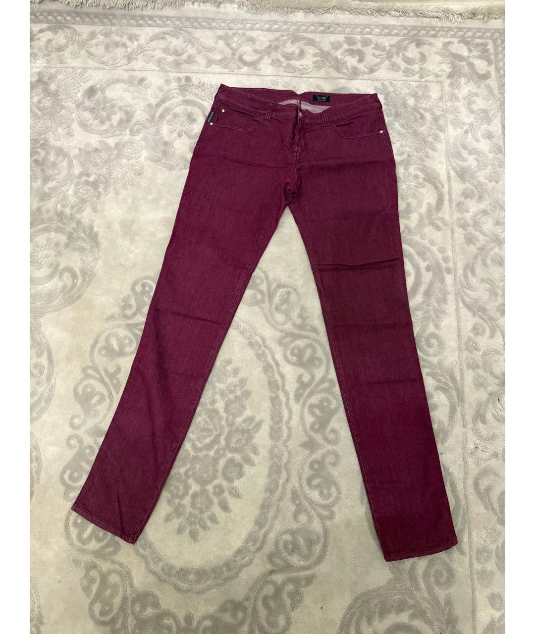 ARMANI JEANS Бордовые хлопко-полиэстеровые джинсы слим, фото 7