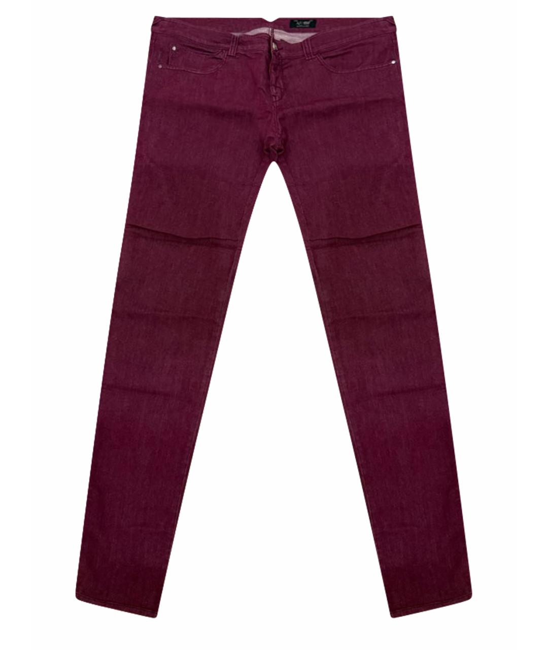 ARMANI JEANS Бордовые хлопко-полиэстеровые джинсы слим, фото 1