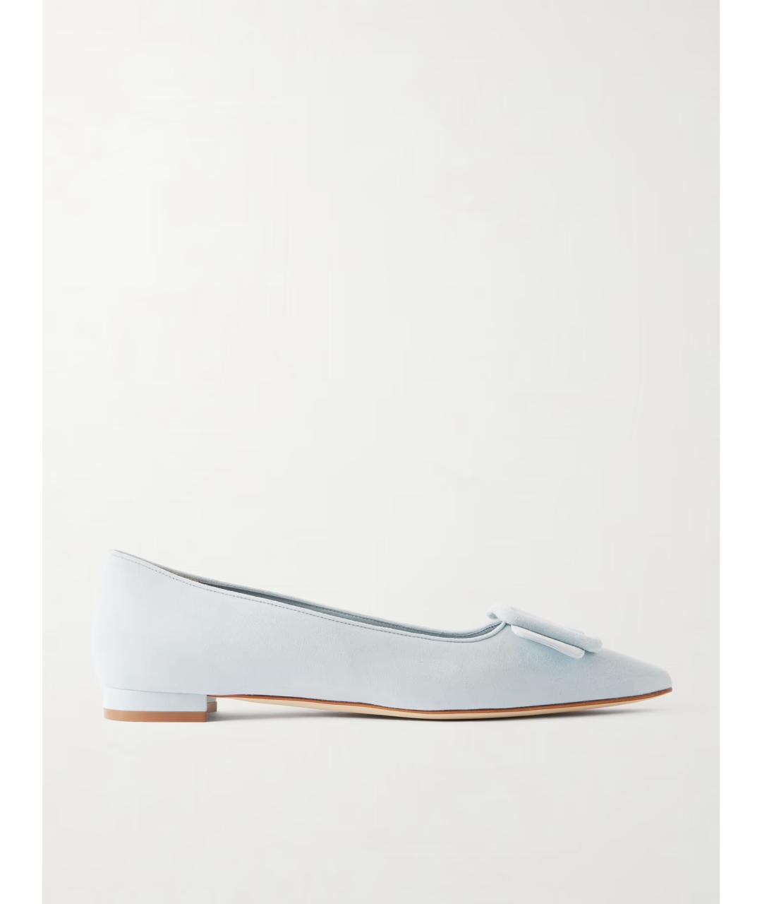 MANOLO BLAHNIK Голубые замшевые балетки, фото 7