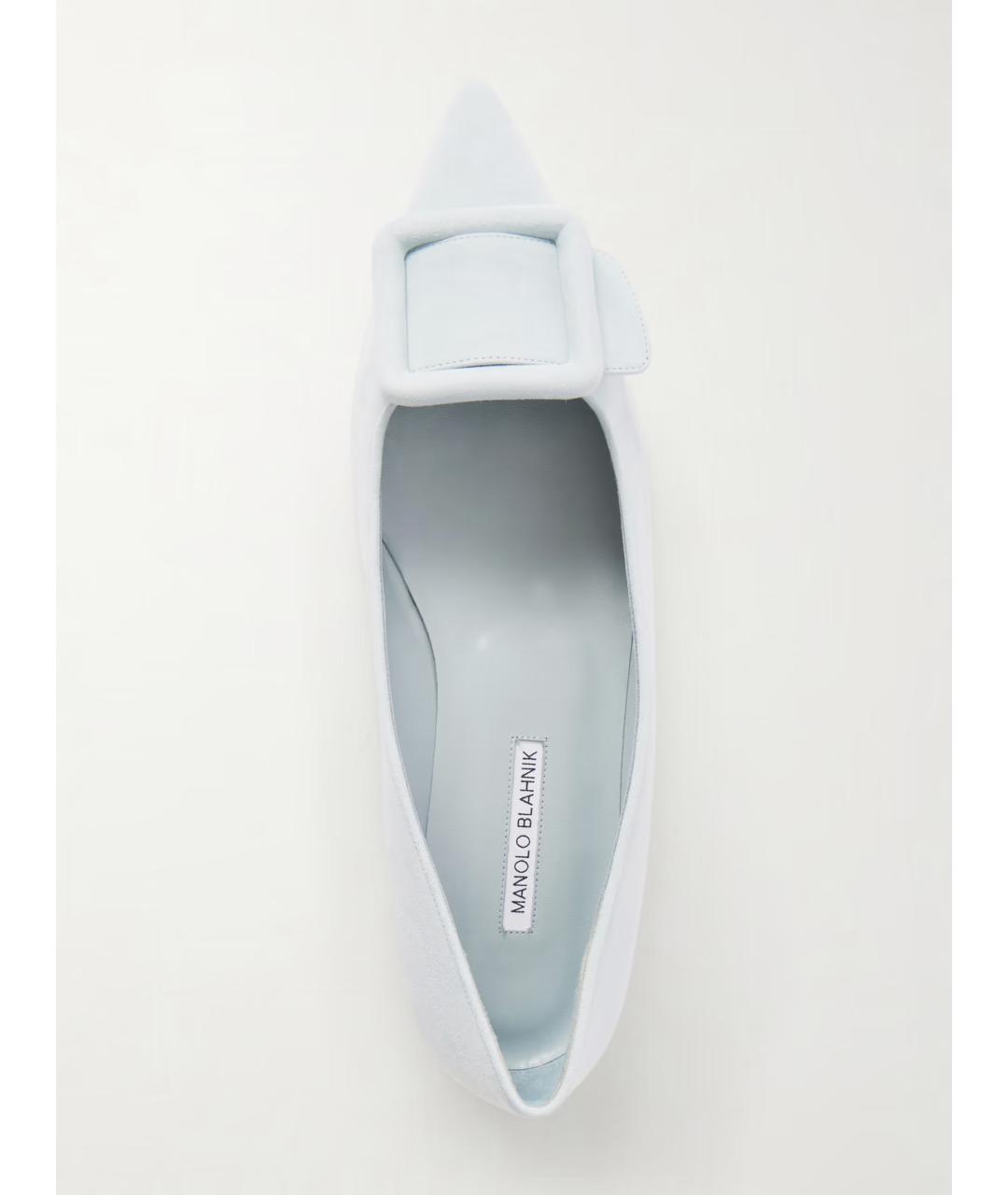 MANOLO BLAHNIK Голубые замшевые балетки, фото 5