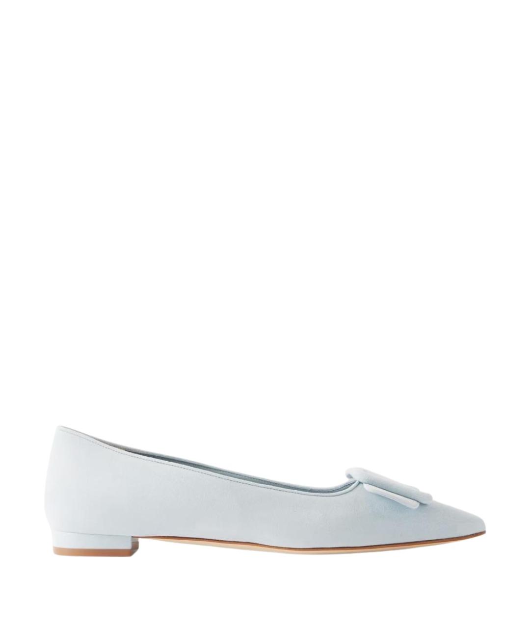MANOLO BLAHNIK Голубые замшевые балетки, фото 1