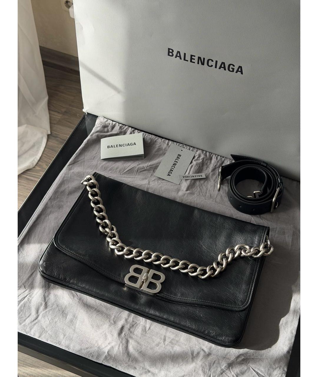 BALENCIAGA Черная кожаная сумка через плечо, фото 8
