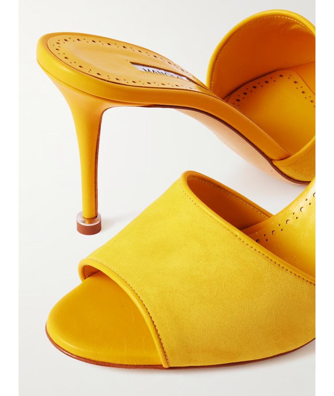 MANOLO BLAHNIK Желтые замшевые мюли, фото 4