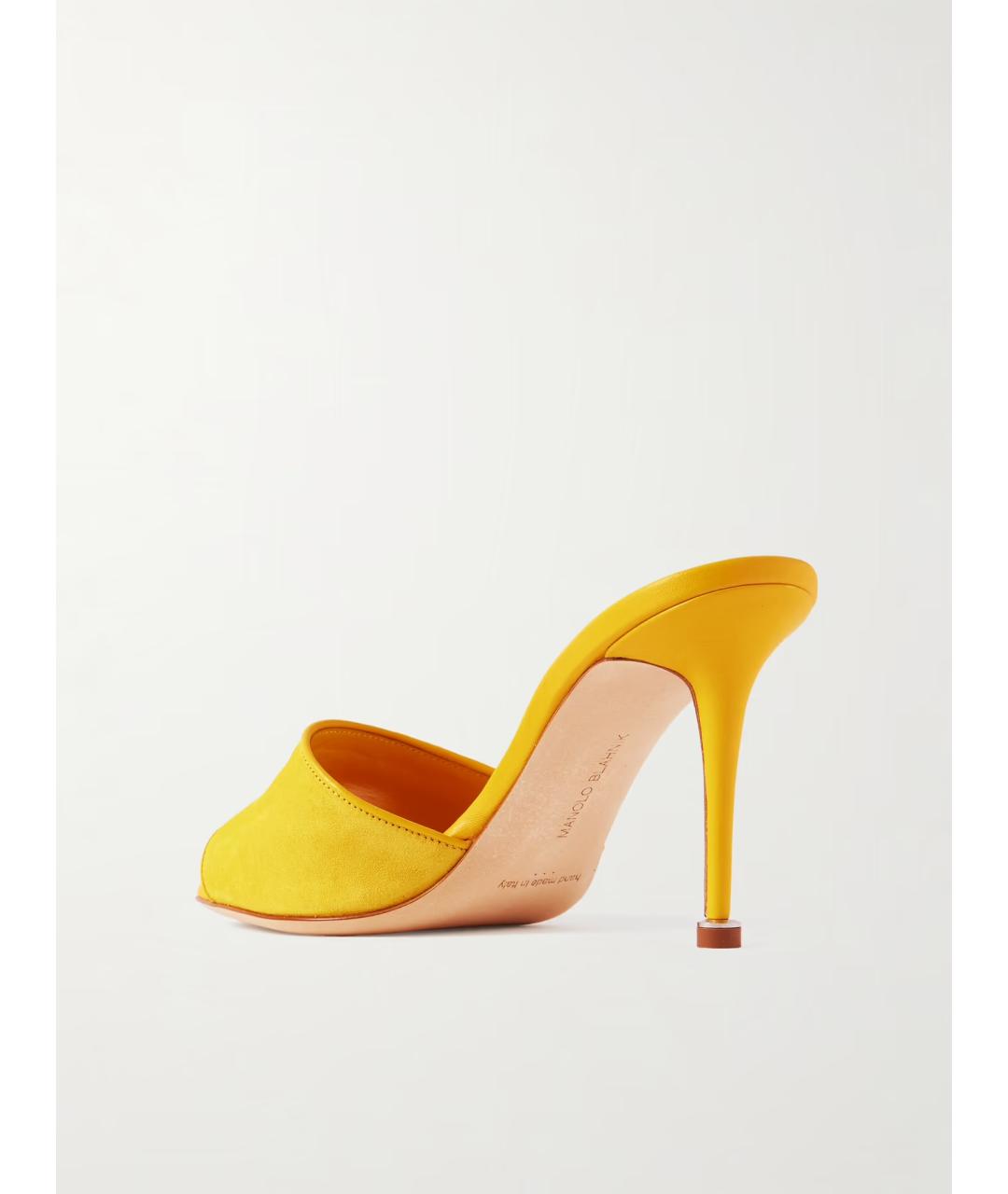 MANOLO BLAHNIK Желтые замшевые мюли, фото 3