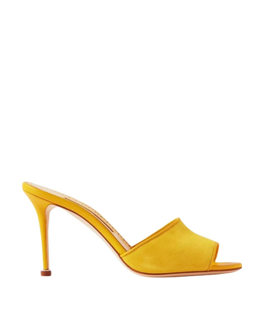 MANOLO BLAHNIK Желтые замшевые мюли, фото 1