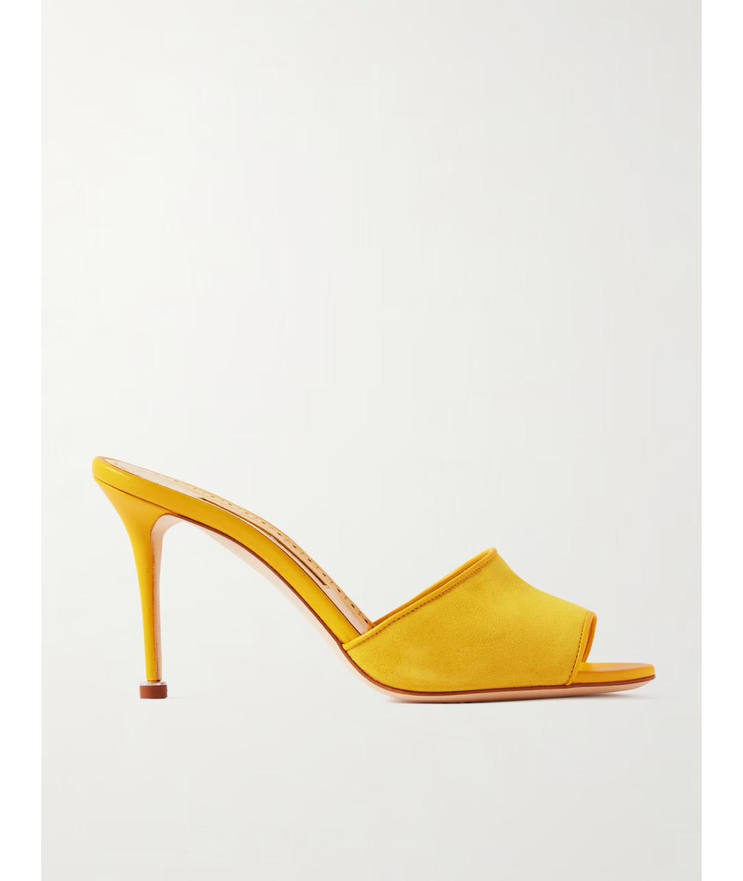 MANOLO BLAHNIK Желтые замшевые мюли, фото 5