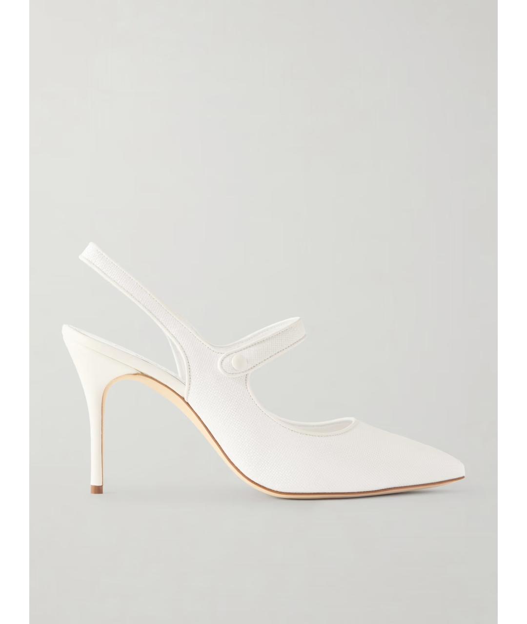 MANOLO BLAHNIK Белые текстильные туфли, фото 6