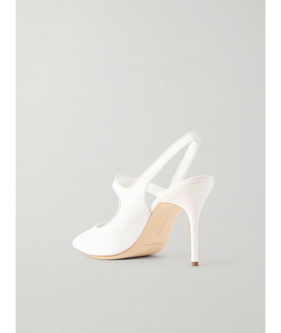 MANOLO BLAHNIK Белые текстильные туфли, фото 5