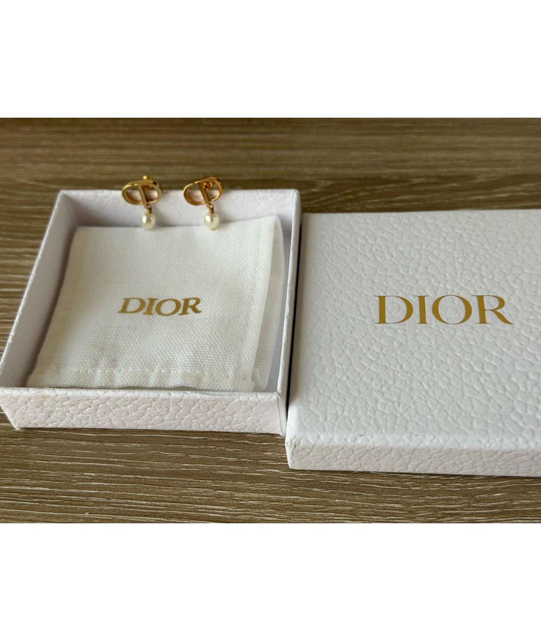 CHRISTIAN DIOR Золотые металлические серьги, фото 3