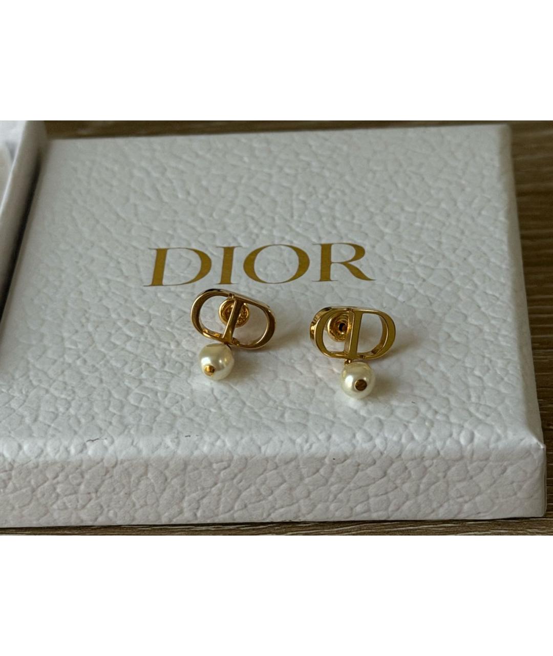 CHRISTIAN DIOR Золотые металлические серьги, фото 4