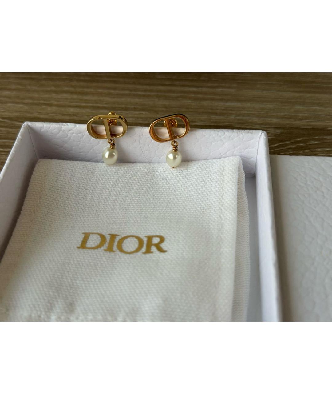 CHRISTIAN DIOR Золотые металлические серьги, фото 2