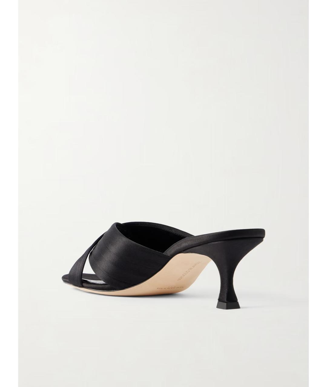 MANOLO BLAHNIK Черные текстильные мюли, фото 4