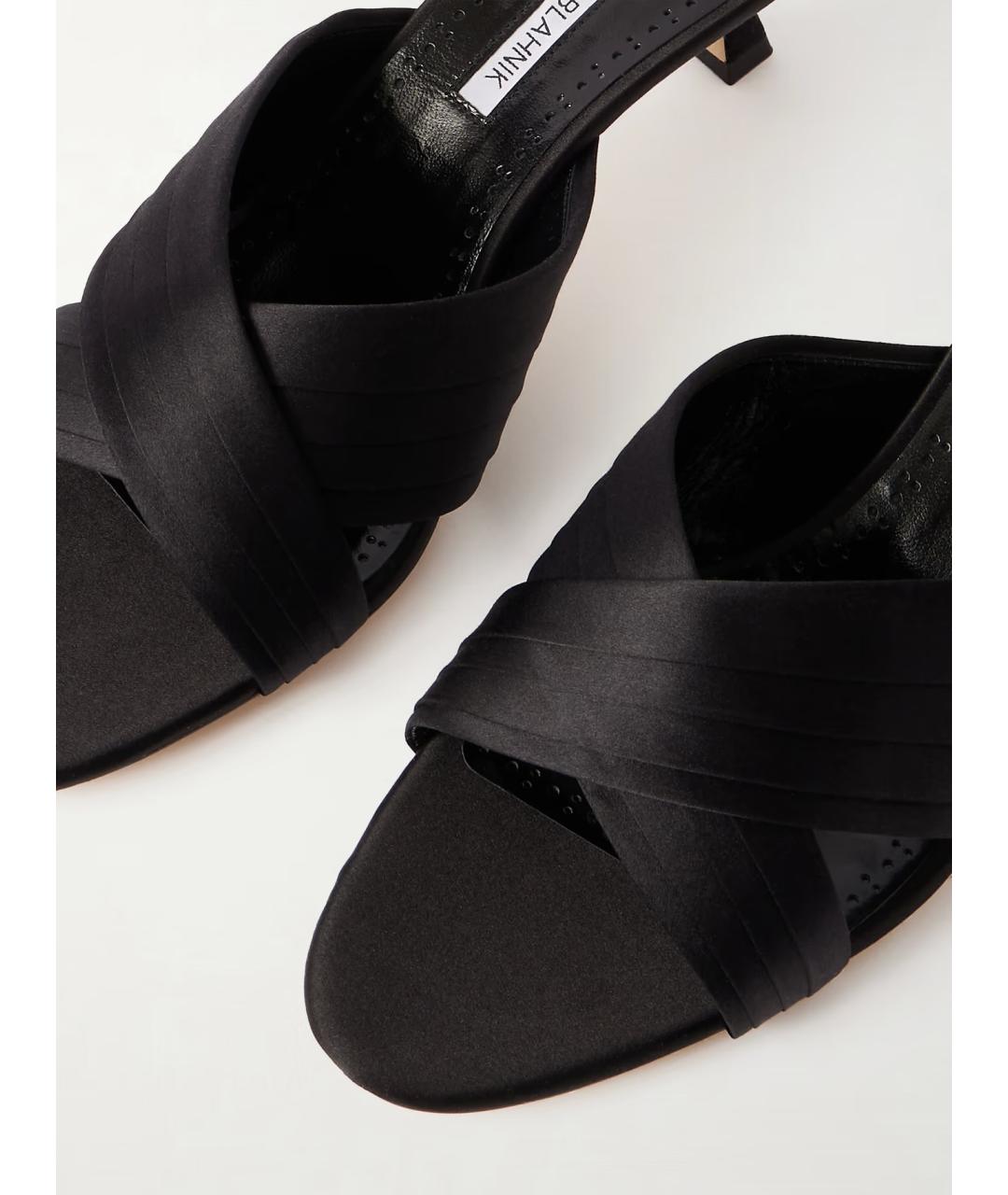 MANOLO BLAHNIK Черные текстильные мюли, фото 5