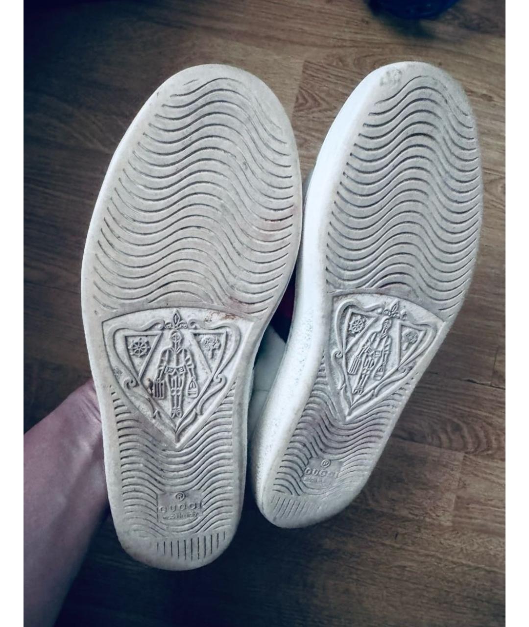 GUCCI Белые кожаные кеды, фото 4