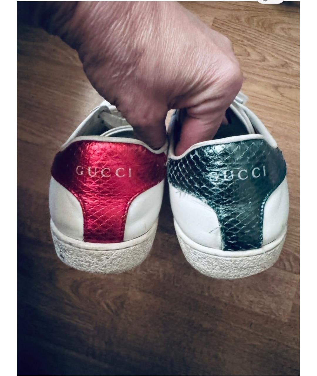GUCCI Белые кожаные кеды, фото 3