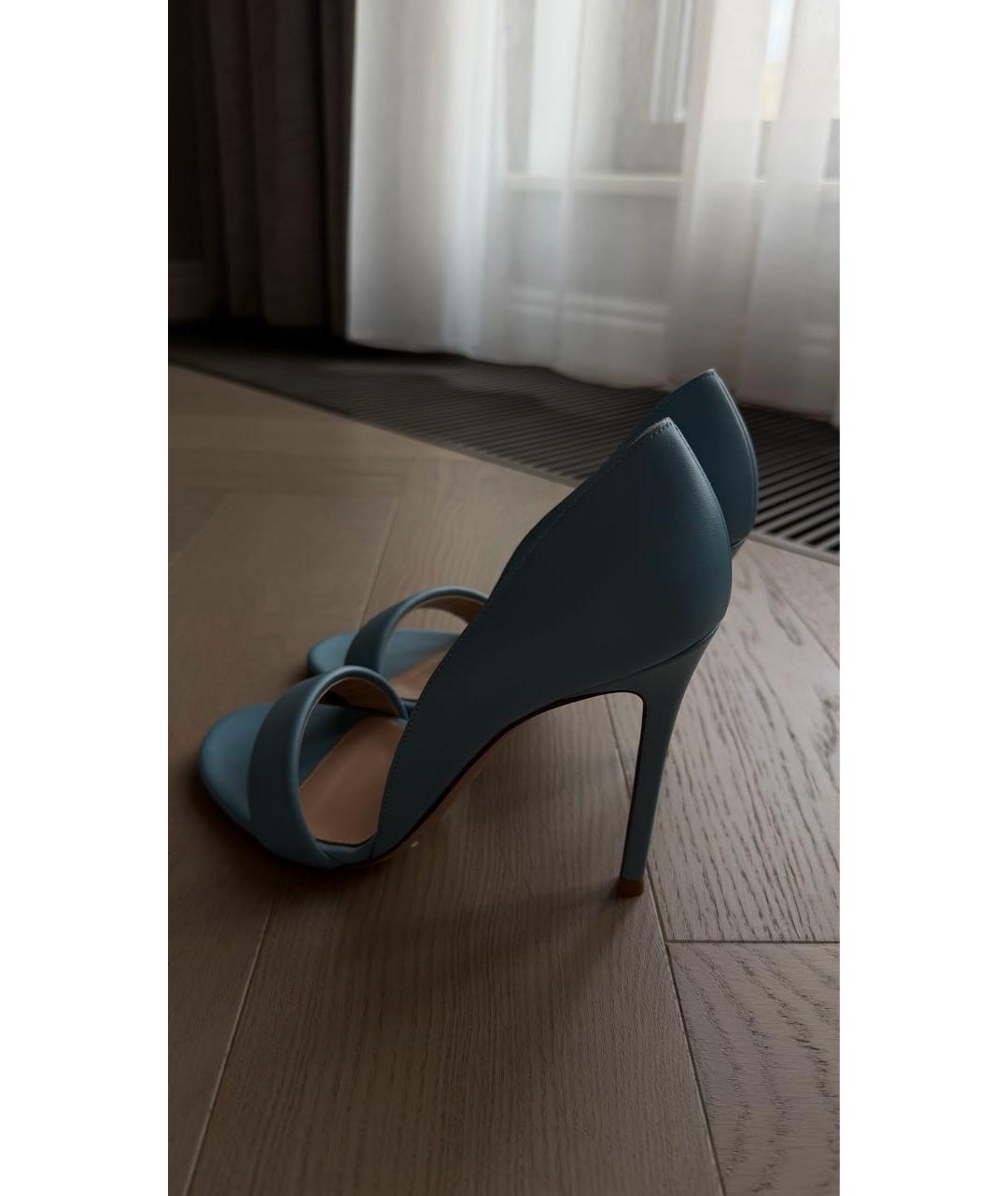 GIANVITO ROSSI Голубые кожаные босоножки, фото 7