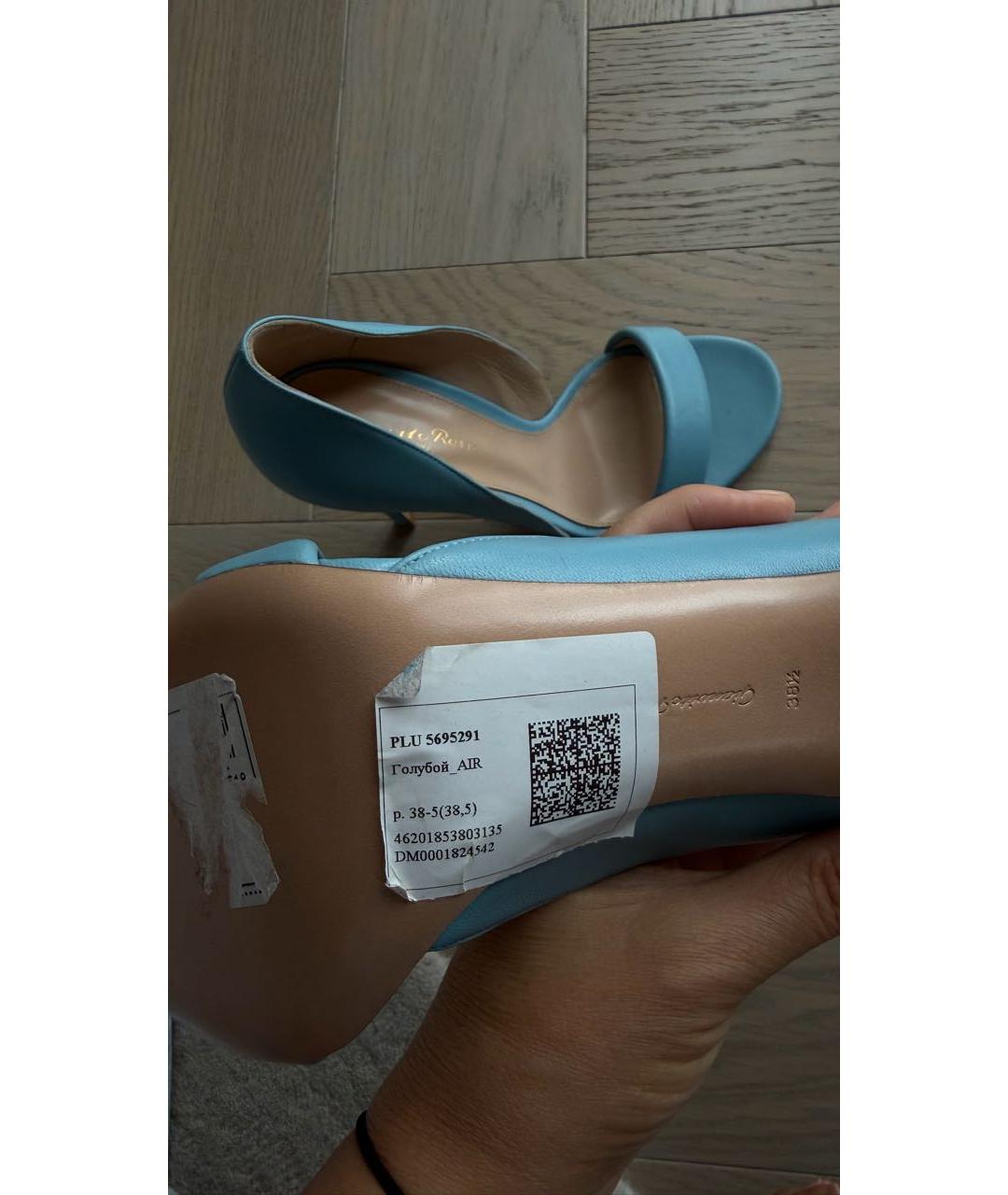 GIANVITO ROSSI Голубые кожаные босоножки, фото 5