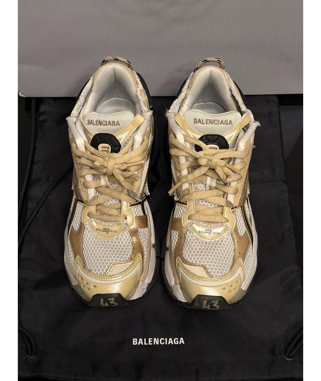 BALENCIAGA Золотые текстильные низкие кроссовки / кеды, фото 2