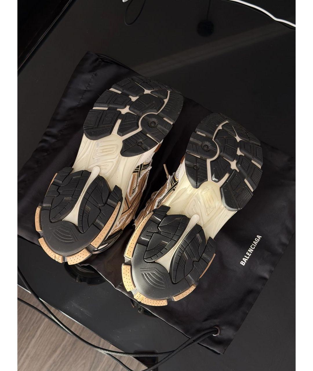 BALENCIAGA Золотые текстильные низкие кроссовки / кеды, фото 5