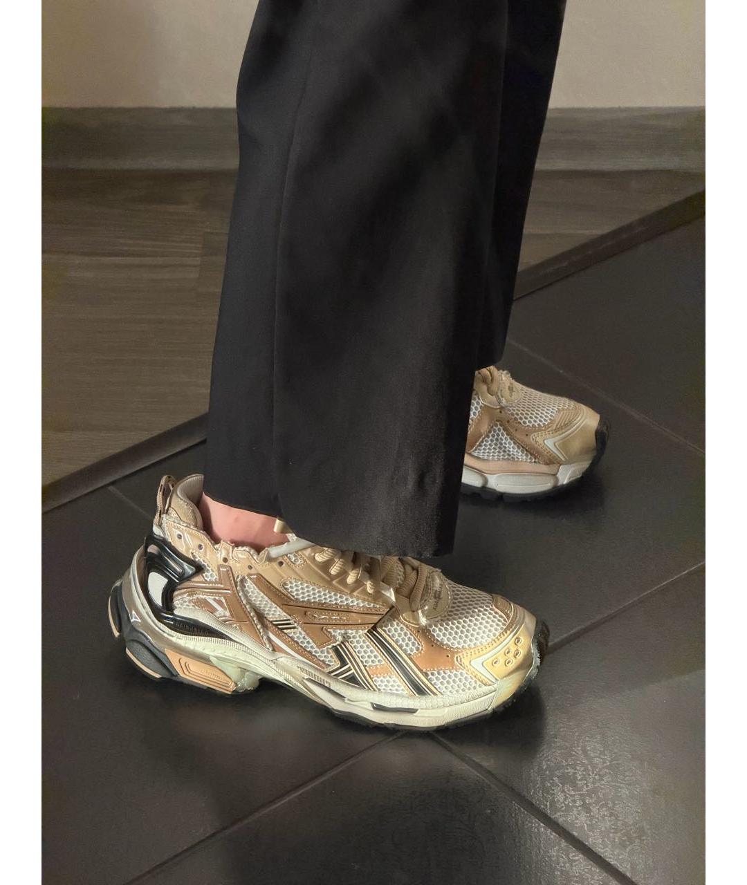 BALENCIAGA Золотые текстильные низкие кроссовки / кеды, фото 6