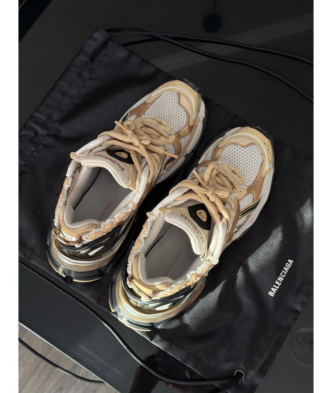 BALENCIAGA Золотые текстильные низкие кроссовки / кеды, фото 3