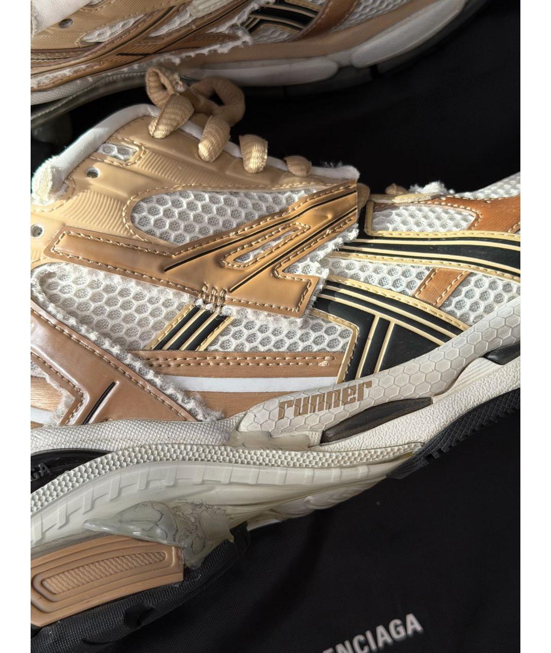 BALENCIAGA Золотые текстильные низкие кроссовки / кеды, фото 4