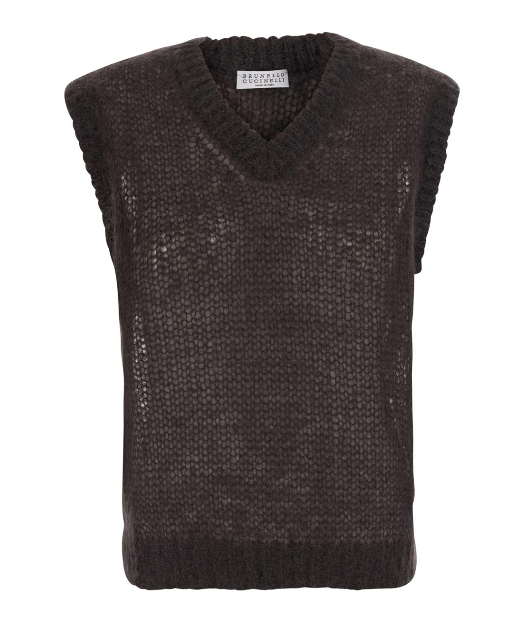 BRUNELLO CUCINELLI Коричневая шерстяная жилетка, фото 1
