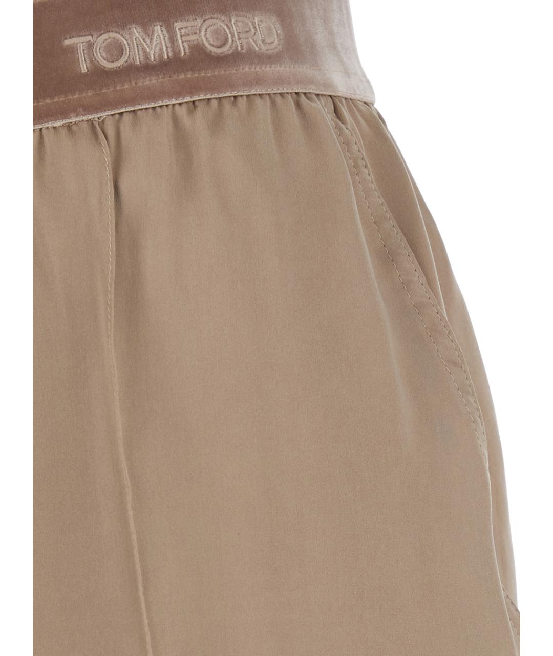 TOM FORD Бежевые шелковые прямые брюки, фото 3
