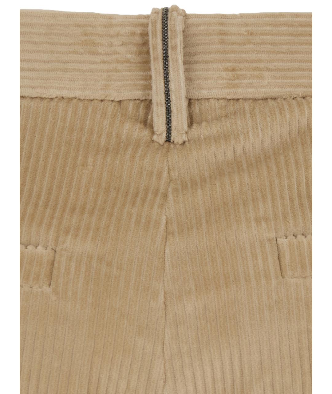 BRUNELLO CUCINELLI Бежевые хлопковые брюки широкие, фото 4
