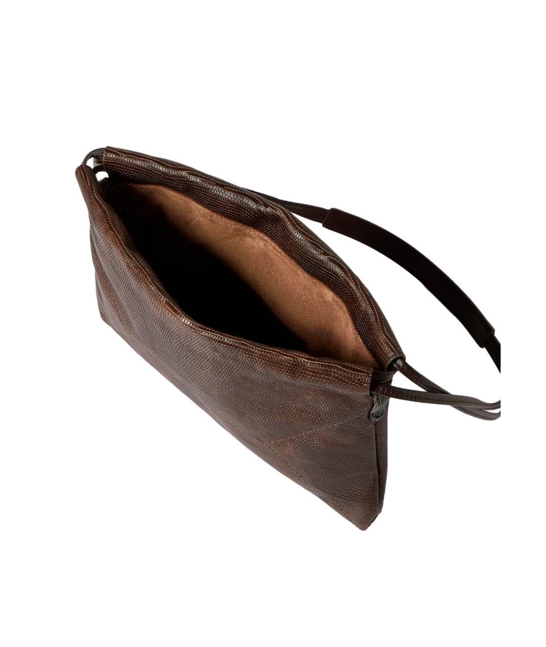BRUNELLO CUCINELLI Коричневая кожаная сумка через плечо, фото 4