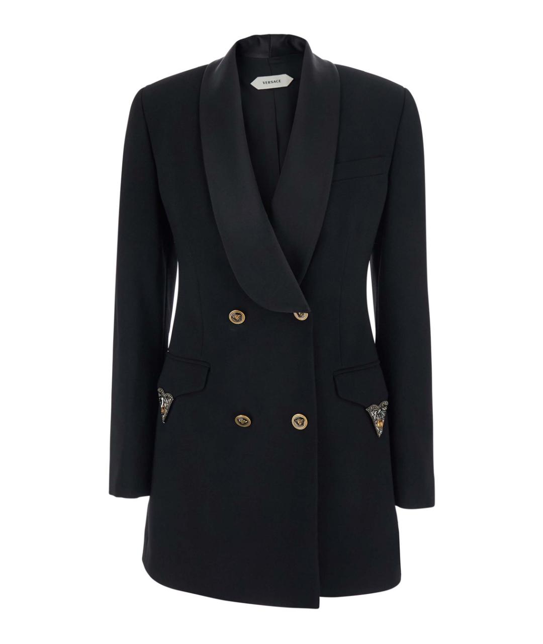 VERSACE Черное шерстяное коктейльное платье, фото 1