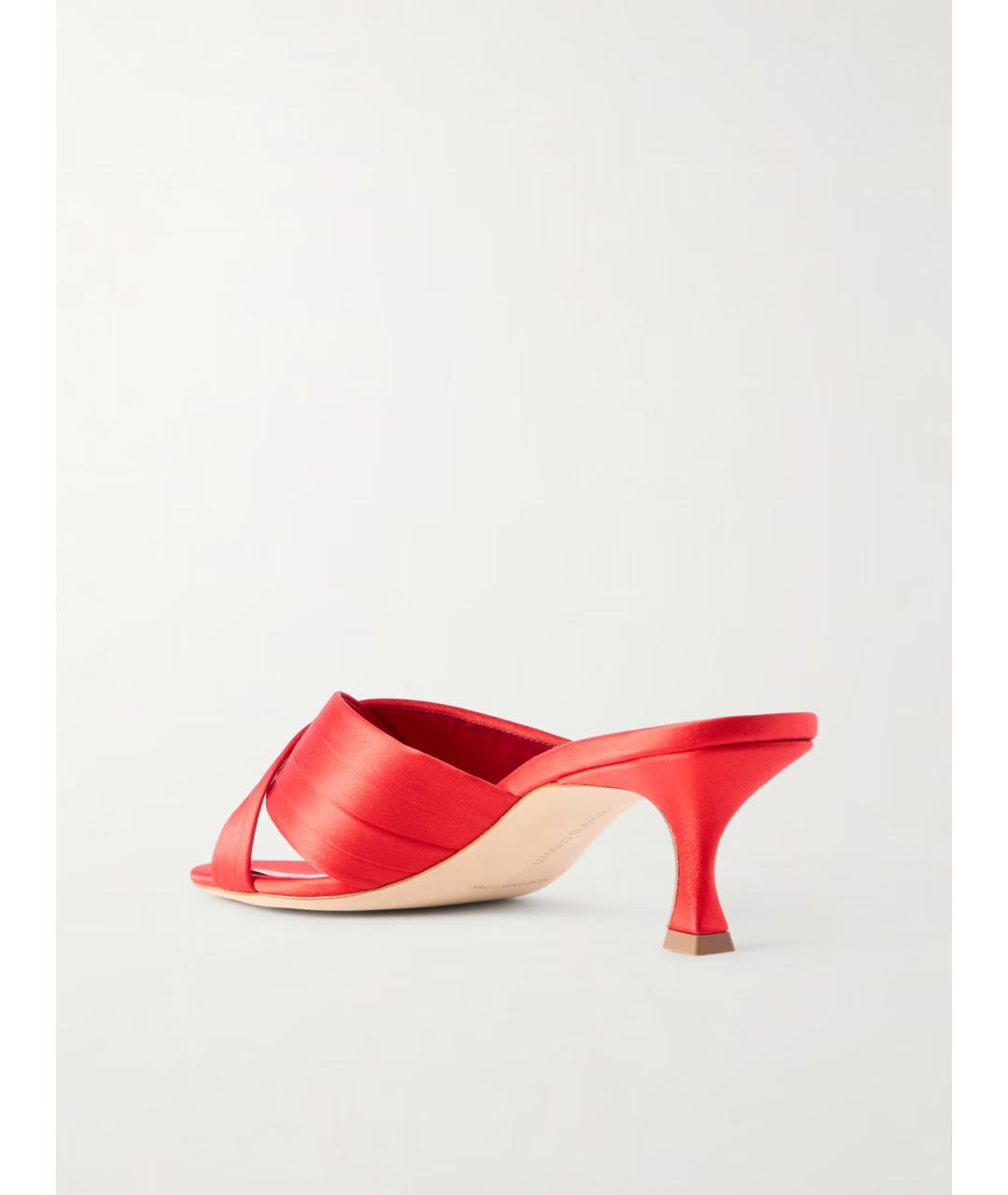 MANOLO BLAHNIK Красные текстильные мюли, фото 5