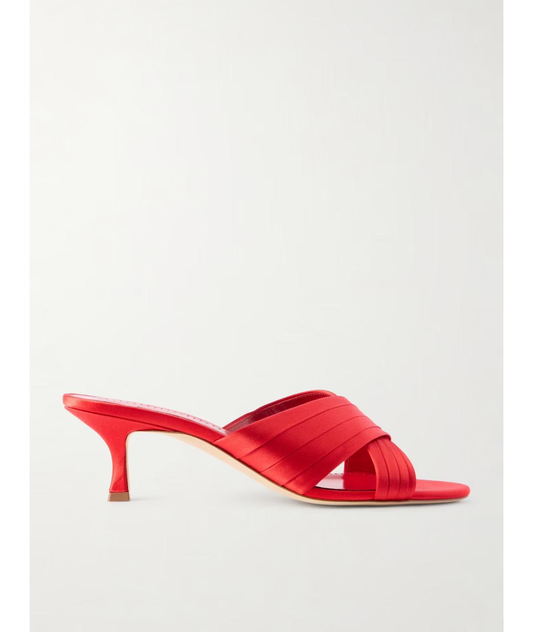 MANOLO BLAHNIK Красные текстильные мюли, фото 6