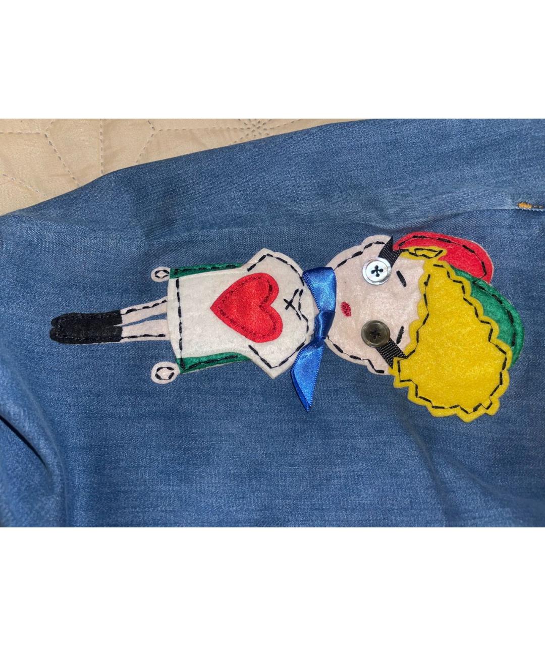LOVE MOSCHINO Синие хлопко-эластановые джинсы слим, фото 4