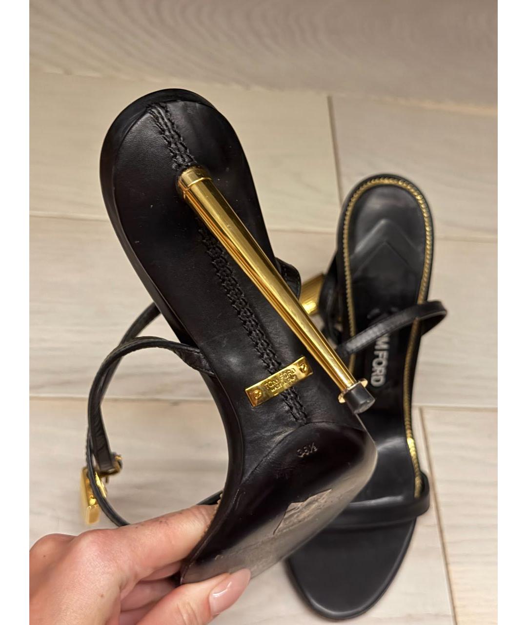 TOM FORD Черные кожаные босоножки, фото 3