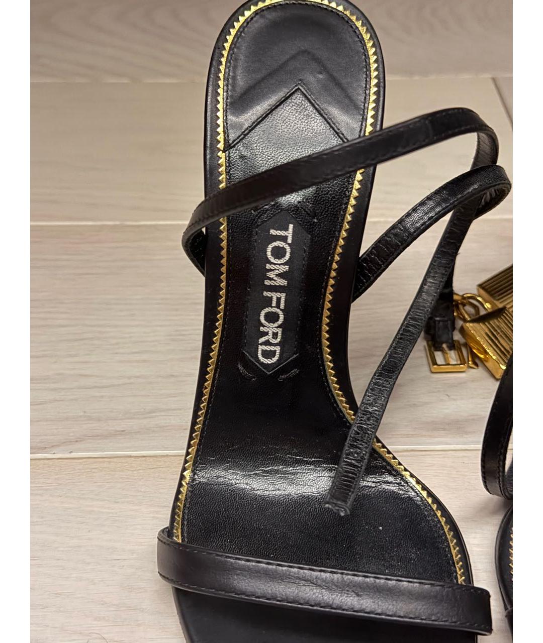TOM FORD Черные кожаные босоножки, фото 4