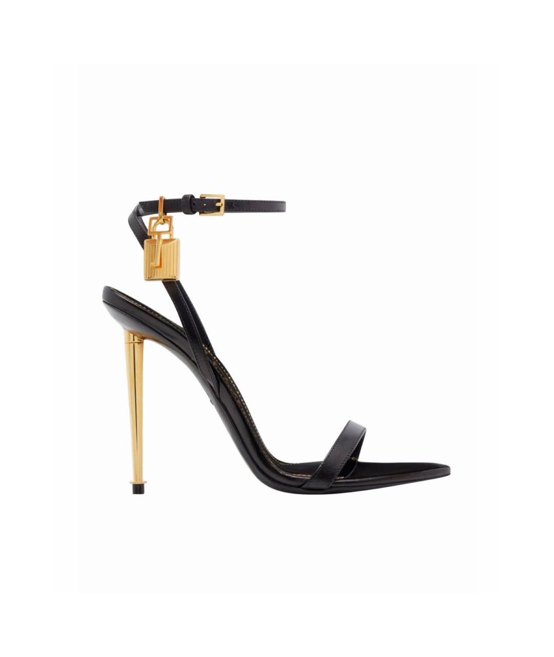 TOM FORD Черные кожаные босоножки, фото 6