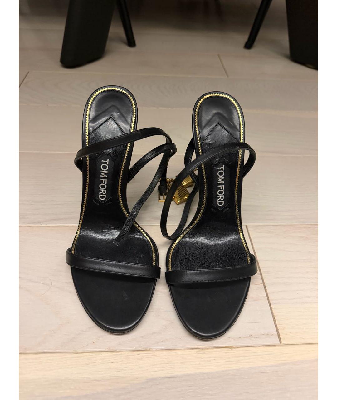 TOM FORD Черные кожаные босоножки, фото 2