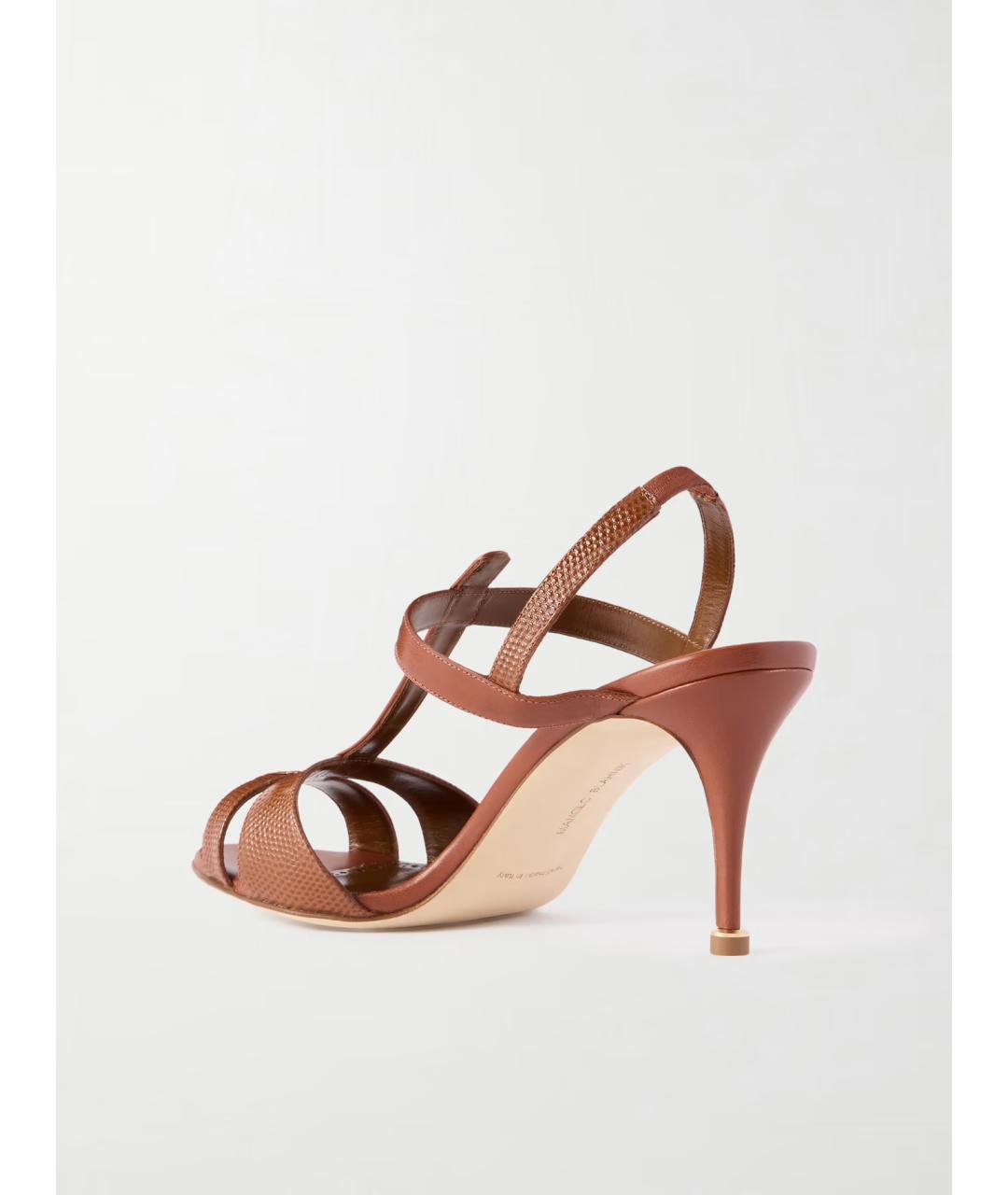 MANOLO BLAHNIK Коричневые кожаные босоножки, фото 5